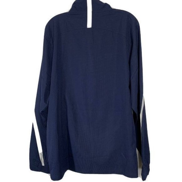 Under Armour Mens Logo Blue Pullover Size L Fan Cloth Windbreaker Shell 3/4 Zip - Picture 2 of 9